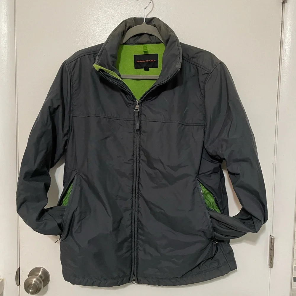 Vintage Banana Republic Full Zip Fleece Lined Gray Jacket side Vents Men’s M